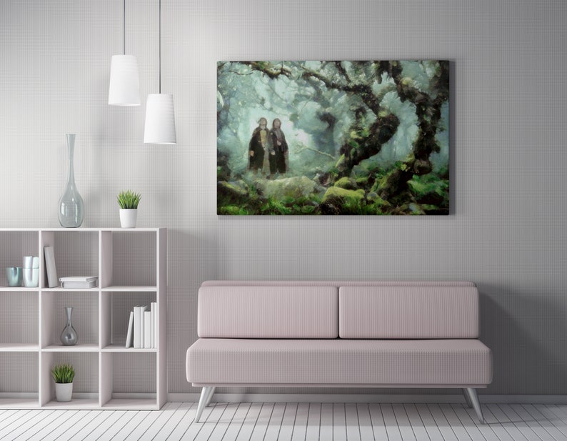 Merry and Pippin at the Fangorn Forest Canvas Print, LOTR Art image 4