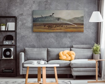 Gandalf rettet die Reiter Leinwanddruck, LOTR Leinwand, LOTR Druck, LOTR Geschenk