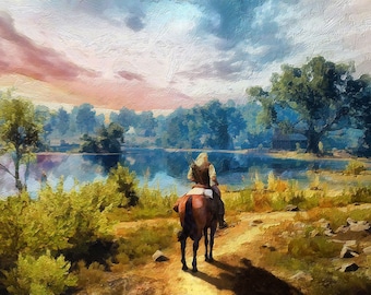Witcher Riding Solo 2 Canvas Print, Witcher ART, Witcher Canvas, Witcher GIFT