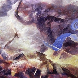 Isildur vs Sauron Leinwanddruck, LOTR Kunst, LOTR Print, LOTR Geschenk