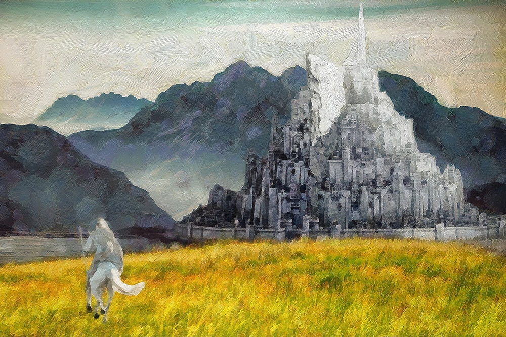 Minas Tirith Gondor beautiful landscape 2 - Handmade oil painting on canvas  on demand