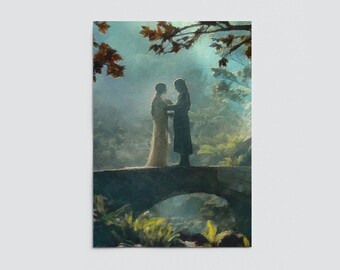 Plakat z Arweną i Aragornem, wydruk na płótnie z filmu „Władca Pierścieni”, sztuka z filmu „Władca Pierścieni”, prezent z filmu „Władca Pierścieni”