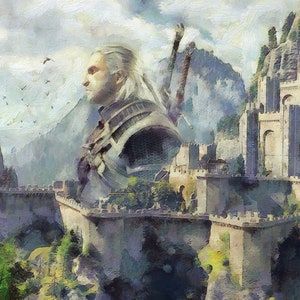 Witcher and Kaer Morhen Canvas Print, Witcher Art, Witcher Decor