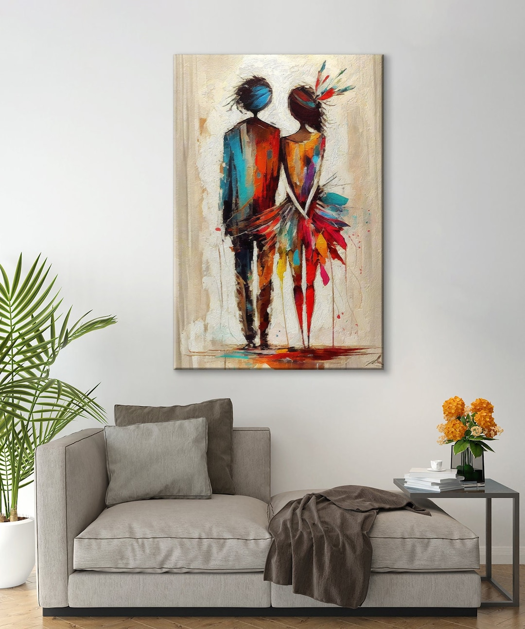 Love Canvas Print, Lovers, Modern Wall Art, Romantic Wall Art, Couple ...