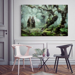 Merry and Pippin at the Fangorn Forest Canvas Print, LOTR Art image 3