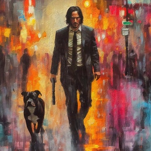 John Wick Canvas Print, Baba Yaga Wall Art, Pintura John Wick, John Wick Print