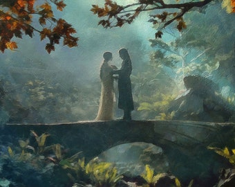 Arwen und Aragorn Leinwanddruck, LOTR Kunst, LOTR Print, LOTR Geschenk