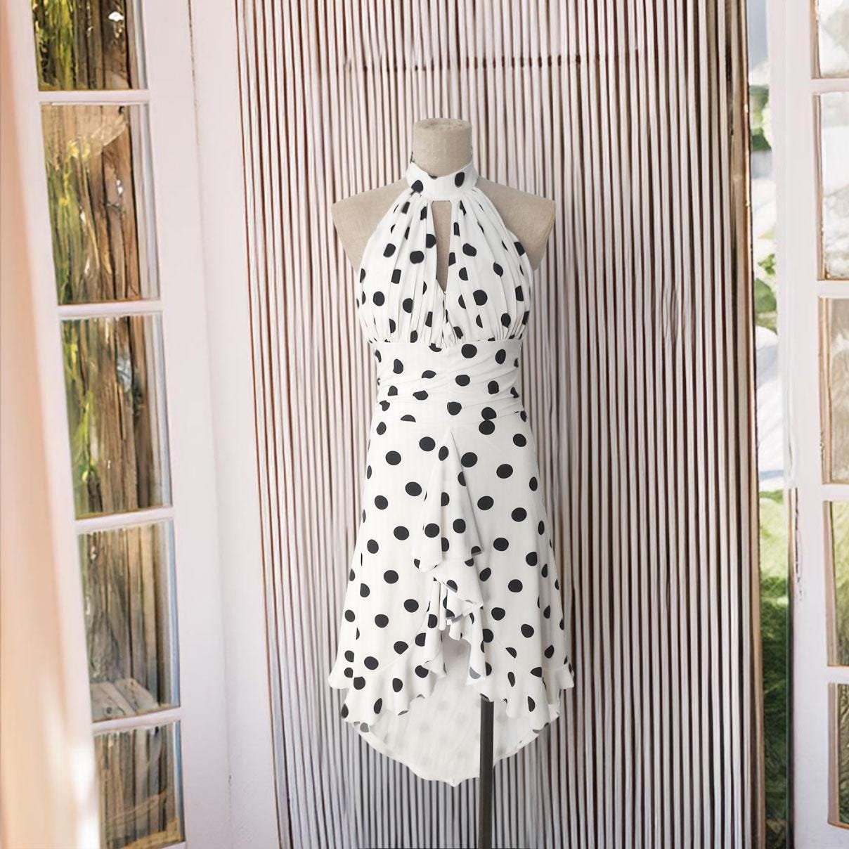 Polka Dot Tango Dress: White Halter Dance Dress - Etsy