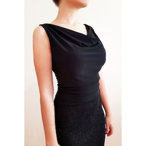 Cowl Neck Tango Top: Double-Layer Draped Design