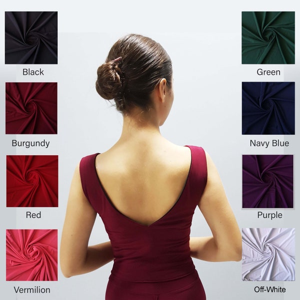 Haut tango réversible - Noir, rouge, bordeaux, bleu marine, vert, violet, blanc cassé