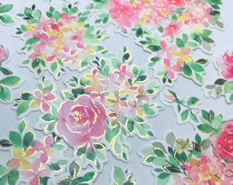 Hydrangea and Rose Washi Ephemeras