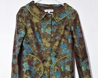 Jennifer Reale coat 1990 floral pattern. floral coat, Grace kelly style coat, green coat, vintage coat, woman coat