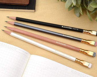 Blackwing pencils set of 4, Matte, Pearl, Natural, 602. Writing stationary for Artists, Musicians. Sketching and fine journaling supplies.