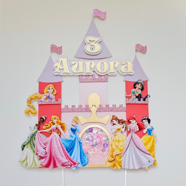 Princess Cake Topper l 3D Shaker | Personalised With Name & Age l Can Be Fully Personalised