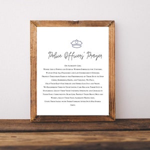 Police Officer Prayer Print, Prayer Printable, Christian Printable, Policeman&#39;s Gift, Home Quote Print, Police Officer, Wall Art, Home Art