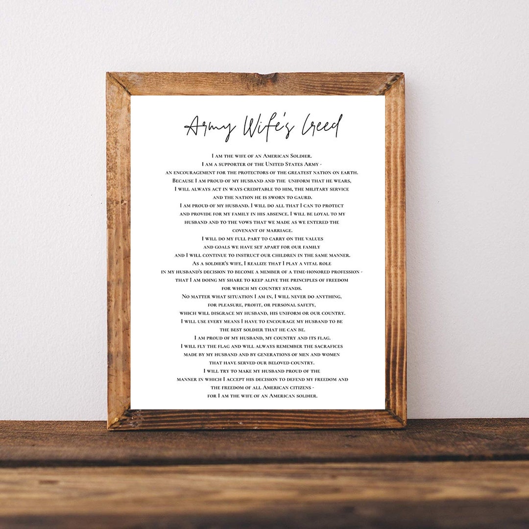 Army Wife Creed Print, Deployment Printable, Christian Printable ...