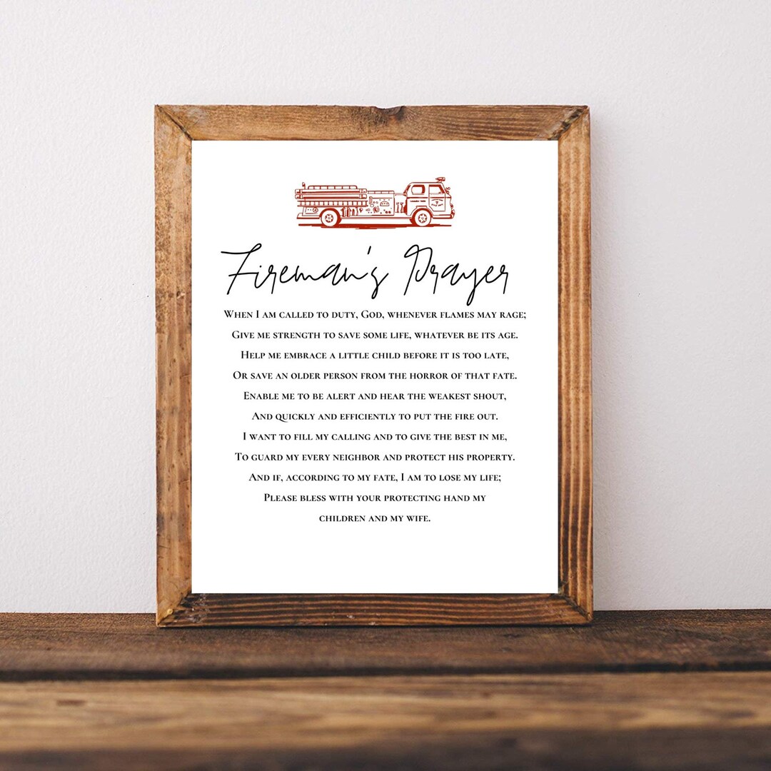 Fireman's Prayer Print, Prayer Printable, Christian Printable, Fireman ...