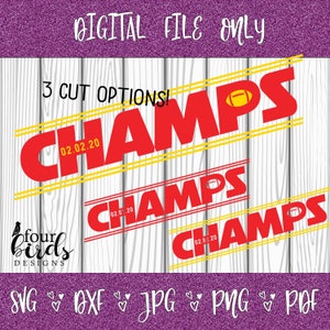 Kansas City Football Champs/Champions Digitale Datei für Silhouette und Cricut (dxf, png, pdf, jpg, svg) -- T-Shirts, Becher, Tassen und mehr