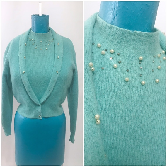 Blue Moon | 1950s 1960s Robin's Egg Blue Cashmere
