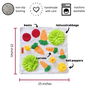 Tokihut Foraging Mat Rabbit Bunny Guinea Pig Toy Enrichment Mind Stimulating Boredom Breaker, Carrot Fleece Snuffle Mat image 8