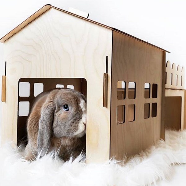 Wooden Rabbit House Hideout Hideaway Fort