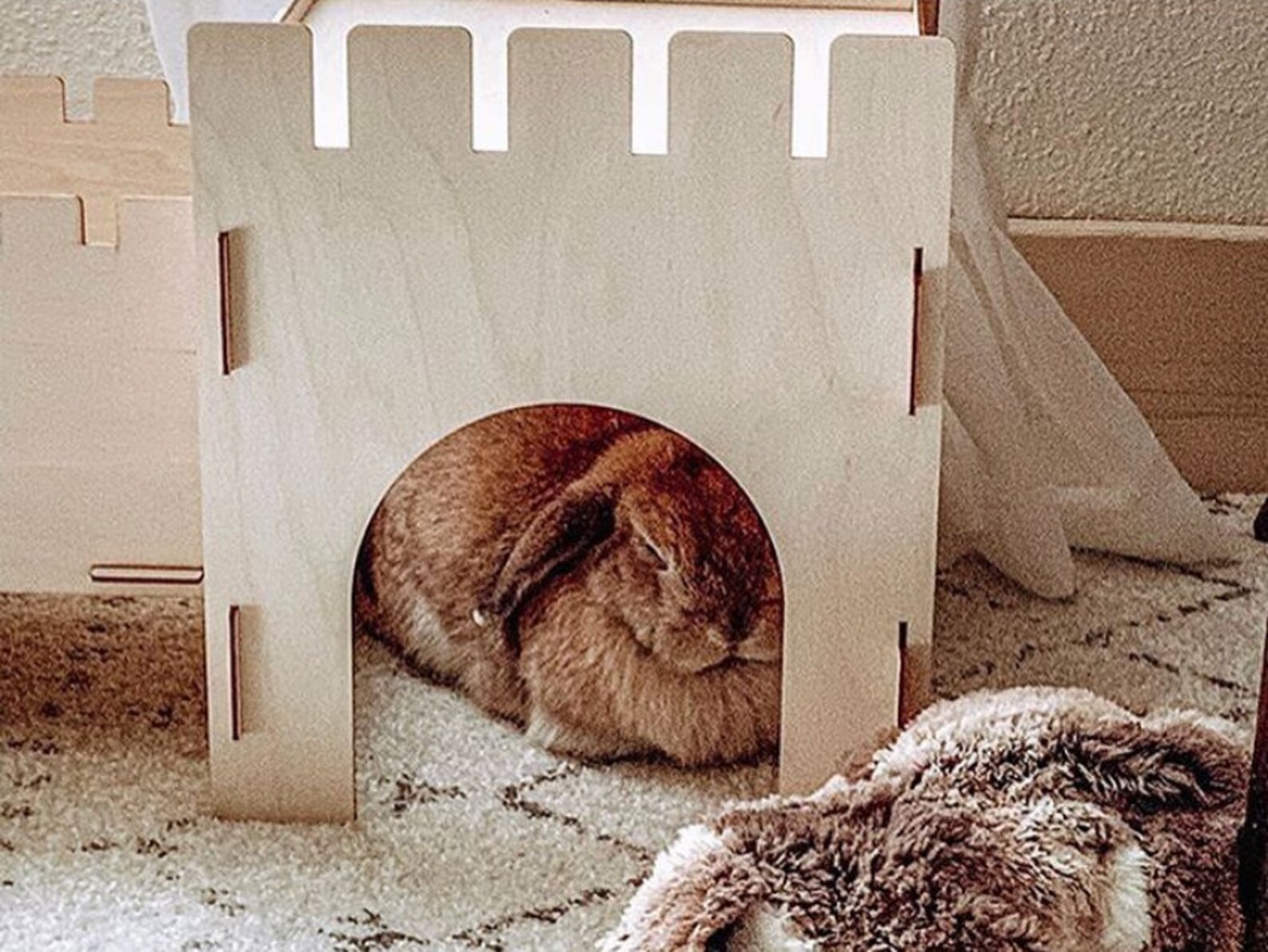 Wooden Rabbit Castle and Bridge Set Playhouse Hideout Etsy