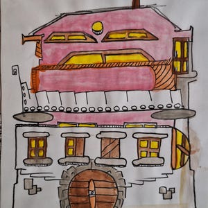 Acquerello disegno illustrazione casa rustico fatto a mano handmade watercolor illustration house ink pen