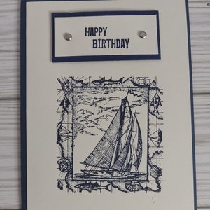 Tarjeta de cumpleaños náutica, tarjeta masculina, tarjeta para marinero, tarjeta con velero, escribe tu propio sentimiento, sobre a juego, tarjeta de velero,