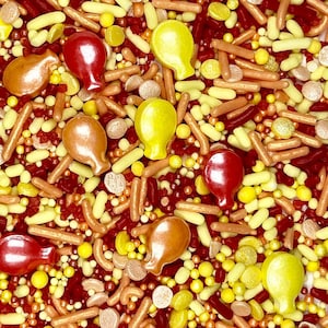 Sprinkle Mix Birthday Party Sprinkle Mix -- Edible Birthday Balloons Party Red Orange Yellow Balloons Sprinkles Party Sunset Sprinkles