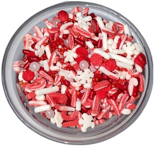 Sprinkle Mix Candy Cane Express Sprinkle Mix - Essbare Winter Urlaub Sprinkle Mix Pfeffer Geschmack Weihnachten Party Geschenke Rote Streusel
