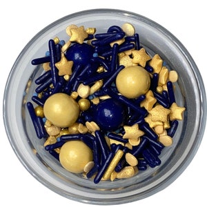 Navy and Gold Sprinkle Mix Star Night Navy Birthday Navy Sprinkles Gold  Sprinkles Star Sprinkles Wedding Colors Astrological Party 