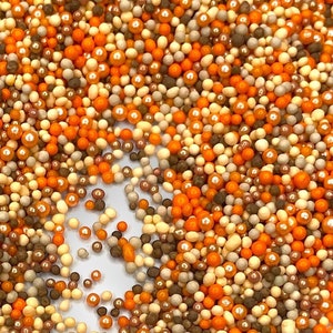 Sprinkle Mix Pumpkin Bits Sprinkle Mix -- Edible Autumn Harvest Fall Sprinkles Nonpareils Small Rose Gold Shimmer Red Orange Brown Sprinkles
