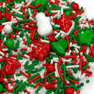 Sprinkle Mix Christmas Mix Sprinkle Mix -- Edible Winter Holidays Sprinkle Red Dark Red Sprinkles Lime Sprinkles Green Christmas Sprinkle