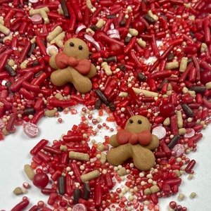 Streusel Mix Lebkuchen Party Sprinkle Mix - Essbare Winter Ferien Sprinkle Mix Rote Streusel Royal Icing Weihnachtsparty Lebkuchenmänner