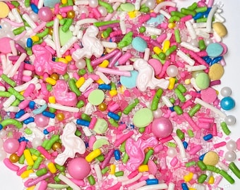 Pink Flamingo Sprinkle Mix -- Baby Shower Sprinkle Mix Light Pink Flamingos Sprinkles Light Pink Yellow Princess Party Lime Green Blue