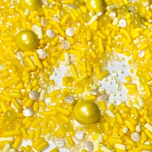Sprinkle Mix Yellow Sun Sprinkle Mix -- Edible Baby Shower Sprinkles Yellow Sprinkles Yellow Sugar Crytstals Birthay Color Sprinkles