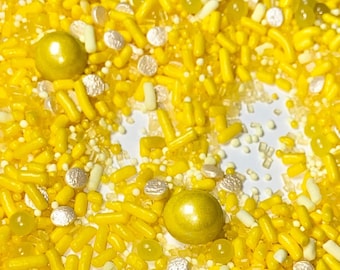 Sprinkle Mix Yellow Sun Sprinkle Mix -- Edible Baby Shower Sprinkles Yellow Sprinkles Yellow Sugar Crytstals Birthay Color Sprinkles