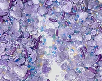 Lovely Lavender Sprinkle Mix -- Wedding Shower Sprinkle Mix Birthday Sprinkle Mix Purple Heart Sprinkles Pearlescent Sugar Crystals Jimmies