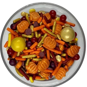Sprinkle Mix Pumpkin Harvest Sprinkle Mix -- Fall Autumn Pumpkin Sprinkle Mix Orange Pumpkins Fall Burgundy Rust Gold Orange Sprinkles
