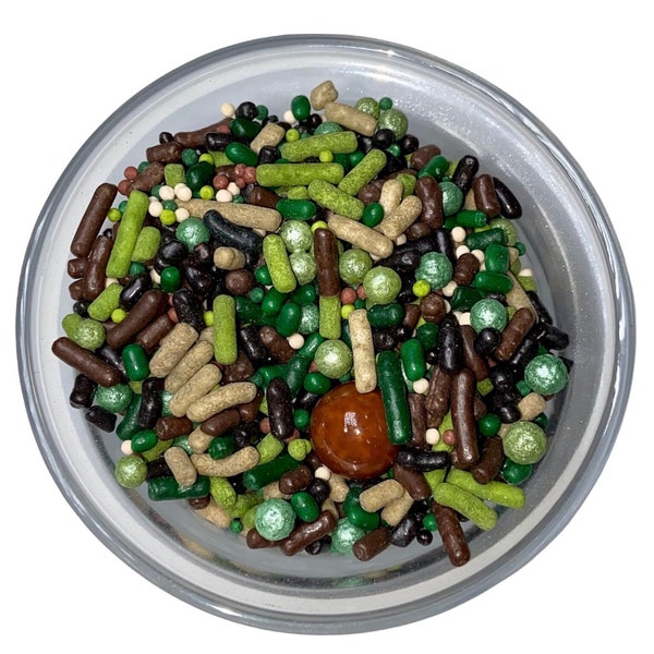 Camouflage Sprinkle Mix -- Boys Sprinkle Mix Green Brown Black Olive Green Mocha Sprinkles Hunting Sitka Camo Hunting Birthday Party Groom