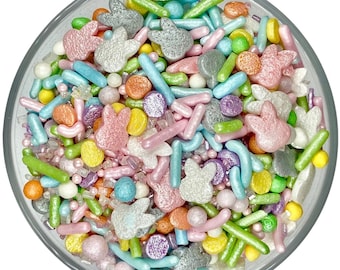 Hoppy Easter Sprinkle Mix -- Spring Shower Sprinkle Mix Pink Yellow Purple Blue Jimmies Easter Bunny Sprinkles Easter Party Hoppy Easter