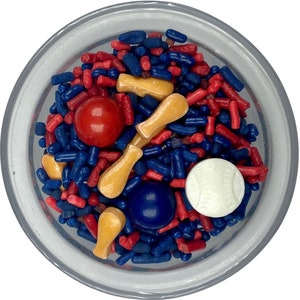 Sprinkle Mix Baseball Red & Navy Baseball Sprinkle Mix -- Edible College Sports Baseball Sprinkles Red Blue Sprinkles High School