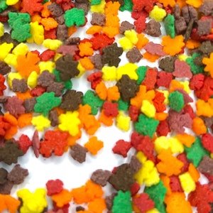 Sprinkle Mix Autumn Leaves Sprinkle Mix -- Fall Harvest Sprinkles Pumpkin Confetti Green Red Yellow Leaves Wheat Harvest Rustic Sprinkles