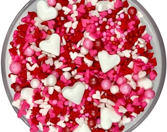 Baby Hearts Sprinkle Mix -- Valentines Day Sprinkle Mixes Wedding Shower Sprinkle Mix Red Heart Sprinkles Red Pink White Hearts Sprinkles