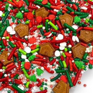 Mix di granella Mix di granella per casette di pan di zenzero -- Granella commestibile per le feste invernali Granella rossa verde bianca per omini di pan di zenzero Granella di Natale