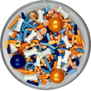 Sprinkle Mix Puppy Party Sprinkle Mix -- Blue Dog Family Birthday Party Theme Orange Sprinkles Light Blue Sprinkles Boy Birthday Party