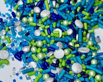 Sprinkle Mix Cosmic Blues Sprinkle Mix -- Edible Baby Shower Sprinkle Mix Summer Sprinkle Mix Blue Sprinkles Lime Green Silver Sprinkles