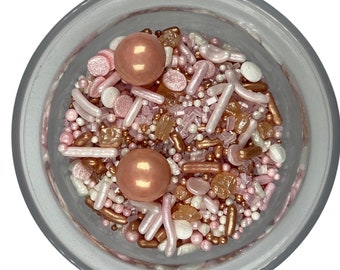 Blush and Rose Gold Sprinkle Mix -- Baby Shower Sprinkles Wedding Shower Sprinkles Blush Pink Sprinkles Rose Gold Sprinkles Cream Sprinkles