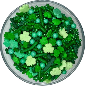 Sprinkle Mix Shamrocks Sprinkle Mix -- St Patrick&#39;s Day Wedding Shower Sprinkle Mix Dark Green Sprinkles Green Four Leaf Clover Sprinkles
