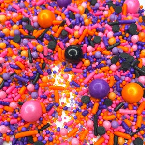 Sprinkle Mix Bright Halloween Sprinkle Mix -- Halloween Sprinkles Hot Pink Purple Sprinkles Orange Sprinkles Black Sprinkles Girly Halloween